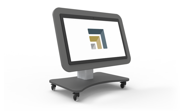 Ein großes Tablet für die digitale und kabellose Interaktion in der Pflege für Bewohner