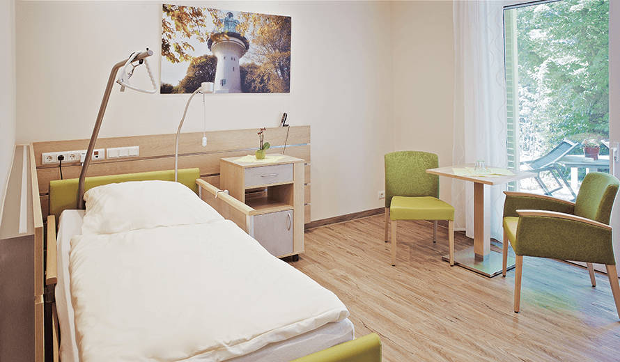 Obekteinrichtung eines Bewohnerzimmer im Hospiz