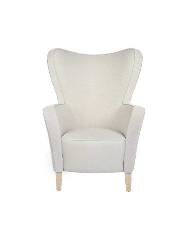 Sessel mit hoher Rückenlehne in weiss